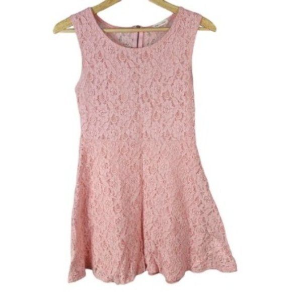 Tea n Rose Womens Pink Lace Sleeveless Fit and Flare Sheath Mini Dress Sz‎ Small - Picture 1 of 9